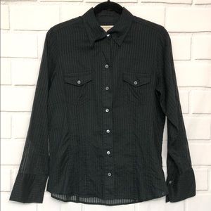 Banana Republic Black Pinstripe Button Up Shirt
